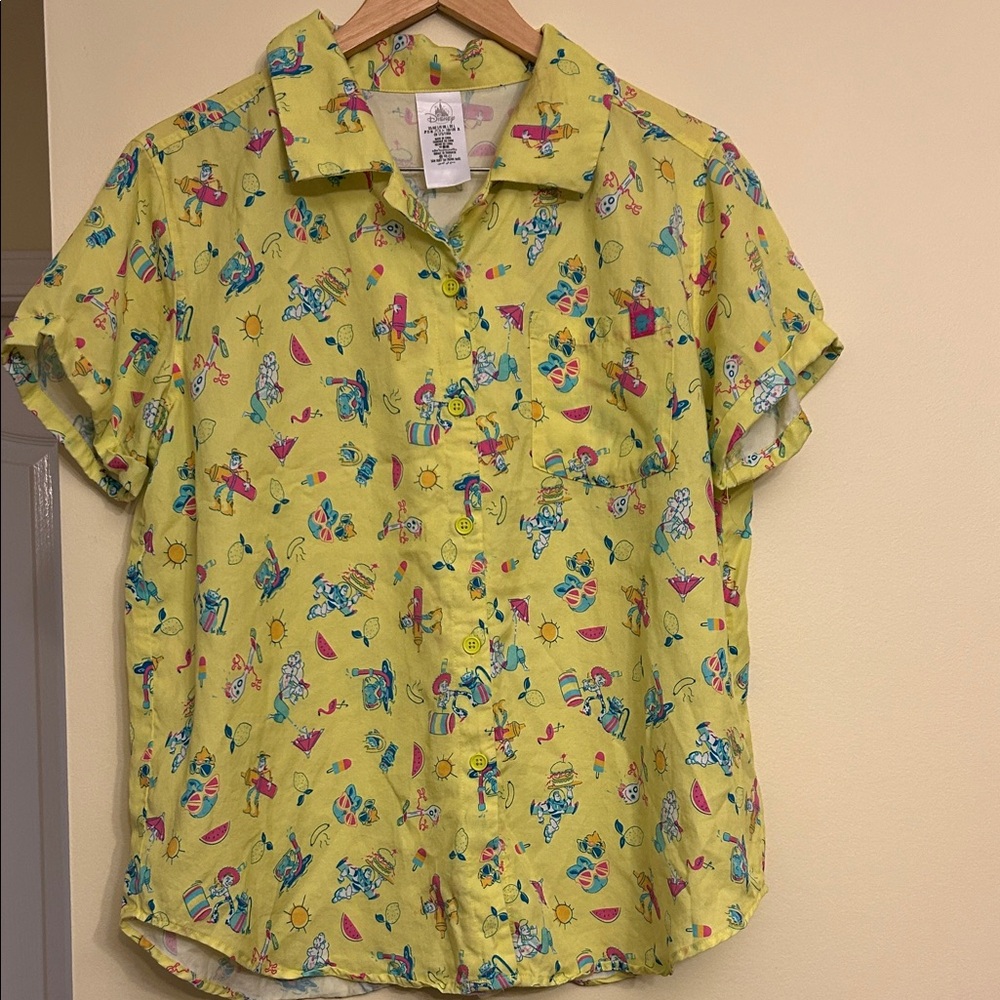 Disney Yellow Kids Button Down Shirt with Fun Print